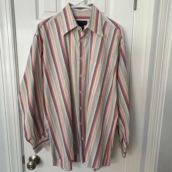 Scott Barber 100% Cotton Striped Button-Up Shirt (Size L) - Picture 2 of 9